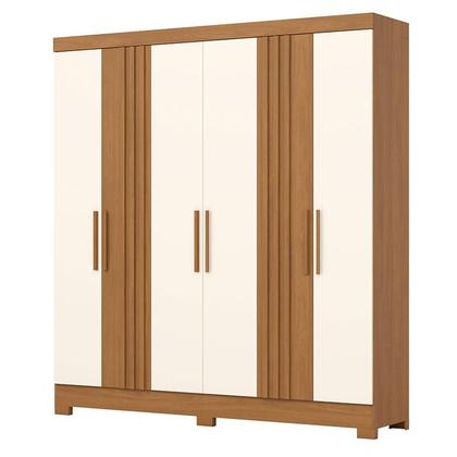 Imagem de Guarda Roupa Casal 6 Portas 3 Gavetas Francês com Armário Multiuso 2 Portas 3 Prateleiras Cinamomo Off White -Henn Briz