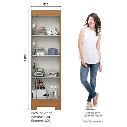 Imagem de Guarda Roupa Casal 6 Portas 3 Gavetas Francês com Armário Multiuso 2 Portas 3 Prateleiras Cinamomo Off White -Henn Briz