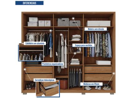 Imagem de Guarda-roupa Casal 6 Portas 4 Gavetas Caemmun Cristal