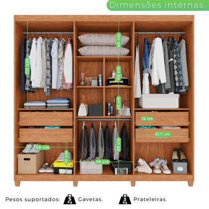 Imagem de Guarda-roupa Casal 6 Portas 4 Gavetas com Pés Atlanta 100% MDF