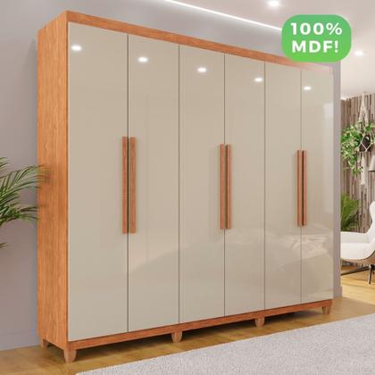 Imagem de Guarda-roupa Casal 6 Portas 4 Gavetas com Pés Atlanta 100% MDF