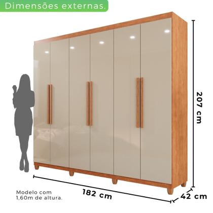 Imagem de Guarda-roupa Casal 6 Portas 4 Gavetas com Pés Atlanta 100% MDF