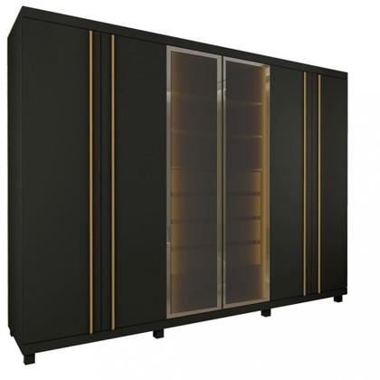 Imagem de Guarda Roupa Casal 6 Portas 4 Gavetas com Vidro Reflecta e Led Absolut Gelius