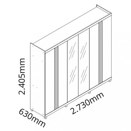 Imagem de Guarda Roupa Casal 6 Portas 4 Gavetas com Vidro Reflecta e Led Absolut Gelius