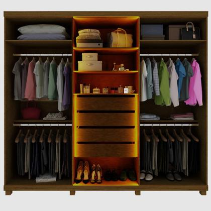 Imagem de Guarda Roupa Casal 6 Portas 4 Gavetas com Vidro Reflecta e Led Absolut Gelius