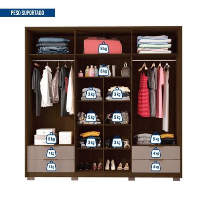Imagem de Guarda Roupa Casal 6 Portas 4 Gavetas Externas com Pés e Puxador em MDF Suburban  Espresso Móveis