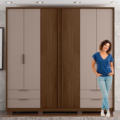 Imagem de Guarda Roupa Casal 6 Portas 4 Gavetas Externas com Pés e Puxador em MDF Suburban  Espresso Móveis
