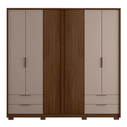 Imagem de Guarda Roupa Casal 6 Portas 4 Gavetas Externas com Pés e Puxador em MDF Suburban  Espresso Móveis