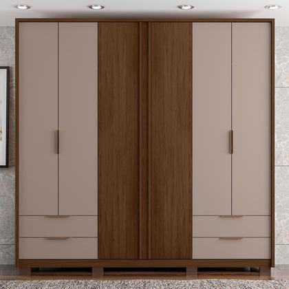 Imagem de Guarda Roupa Casal 6 Portas 4 Gavetas Externas com Pés e Puxador em MDF Suburban  Espresso Móveis