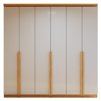Imagem de Guarda-Roupa Casal 6 Portas 4 Gavetas MDF 230cm Alonzo Marrom Amêndoa Clean/Off White
