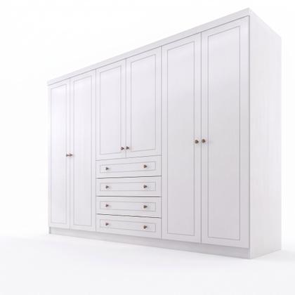 Imagem de Guarda-Roupa Casal 6 Portas 4 Gavetas Nova York Espresso Móveis Branco