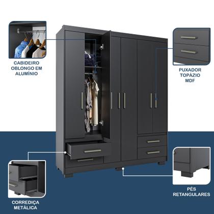 Imagem de Guarda Roupa Casal 6 Portas 4 Gavetas Primacy