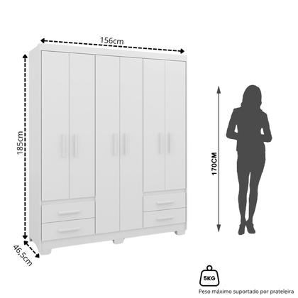 Imagem de Guarda Roupa Casal 6 Portas 4 Gavetas Primacy