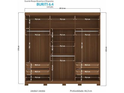 Imagem de Guarda-roupa Casal 6 Portas 4 Gavetas