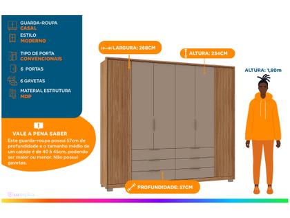 Imagem de Guarda-roupa Casal 6 Portas 6 Gavetas