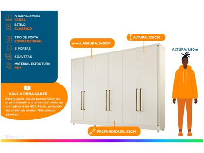 Imagem de Guarda-roupa Casal 6 Portas 6 Gavetas