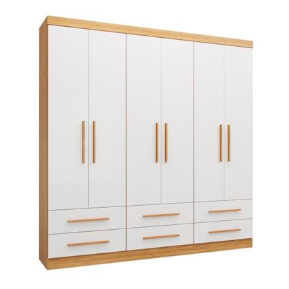 Imagem de Guarda-Roupa Casal 6 Portas 6 Gavetas Majestic Marrom/Freijó/Off-White