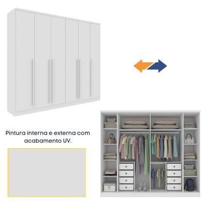 Imagem de Guarda Roupa Casal 6 Portas 8 Gavetas com Espelho Portugal 270cm Espresso Móveis