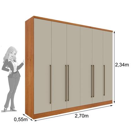 Imagem de Guarda Roupa Casal 6 Portas 8 Gavetas com Espelho Portugal 270cm Espresso Móveis