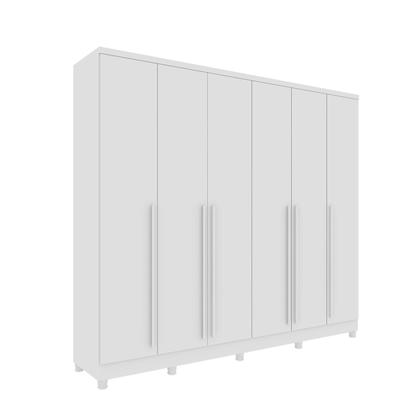 Imagem de Guarda-Roupa Casal 6 Portas 8 Gavetas com Pés e Puxador MDF Yescasa Branco Neve Portugal