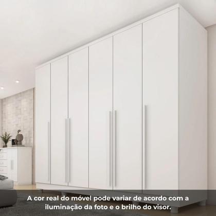 Imagem de Guarda-Roupa Casal 6 Portas 8 Gavetas com Pés e Puxador MDF Yescasa Branco Neve Portugal