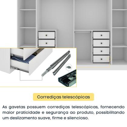 Imagem de Guarda Roupa Casal 6 Portas 8 Gavetas Puxador MDF 270cm com Espelho Portugal Espresso Móveis