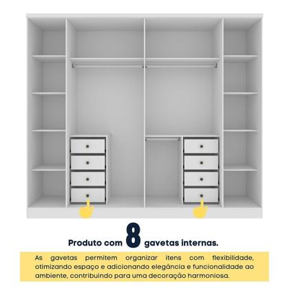 Imagem de Guarda Roupa Casal 6 Portas 8 Gavetas Puxador MDF 270cm com Espelho Portugal Espresso Móveis