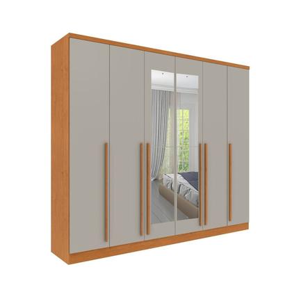 Imagem de Guarda Roupa Casal 6 Portas 8 Gavetas Puxador MDF 270cm com Espelho Portugal Espresso Móveis