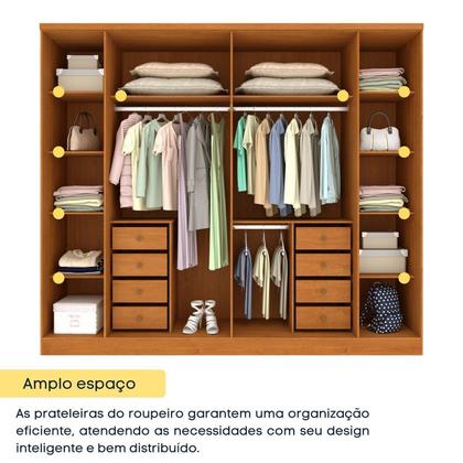 Imagem de Guarda Roupa Casal 6 Portas 8 Gavetas Puxador MDF 270cm com Espelho Portugal Espresso Móveis