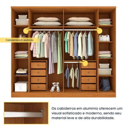 Imagem de Guarda Roupa Casal 6 Portas 8 Gavetas Puxador MDF 270cm com pés Portugal Espresso Móveis