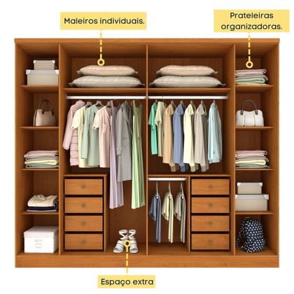 Imagem de Guarda Roupa Casal 6 Portas 8 Gavetas Puxador MDF 270cm com pés Portugal Espresso Móveis