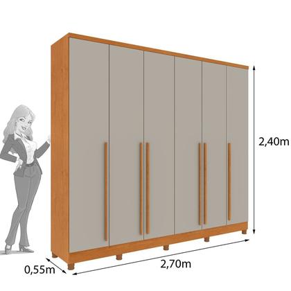 Imagem de Guarda Roupa Casal 6 Portas 8 Gavetas Puxador MDF 270cm com pés Portugal Espresso Móveis