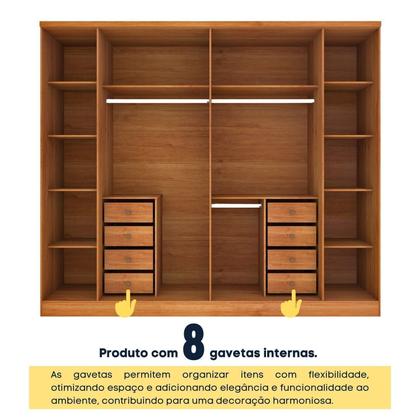 Imagem de Guarda Roupa Casal 6 Portas 8 Gavetas Puxador MDF 270cm com pés Portugal Espresso Móveis