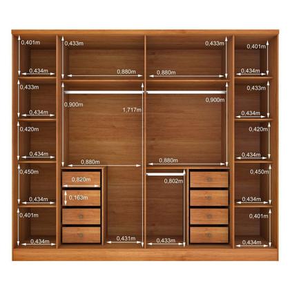 Imagem de Guarda Roupa Casal 6 Portas 8 Gavetas Puxador MDF 270cm Portugal Espresso Móveis