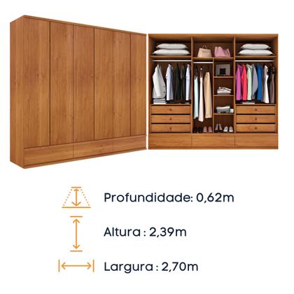 Imagem de Guarda Roupa Casal 6 Portas 9 Gavetas 270cm Stillus