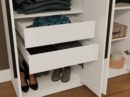 Imagem de Guarda-Roupa Casal 6 Portas Batentes Branco/Branco/Preto Netuno Madesa