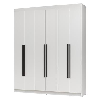 Imagem de Guarda-Roupa Casal 6 Portas Batentes Branco/Branco/Preto Netuno Madesa