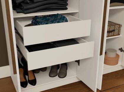 Imagem de Guarda-Roupa Casal 6 Portas Batentes com Espelho Branco/Branco/Rustic Venus Madesa