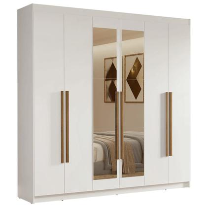 Imagem de Guarda-Roupa Casal 6 Portas Batentes com Espelho Branco/Branco/Rustic Venus Madesa
