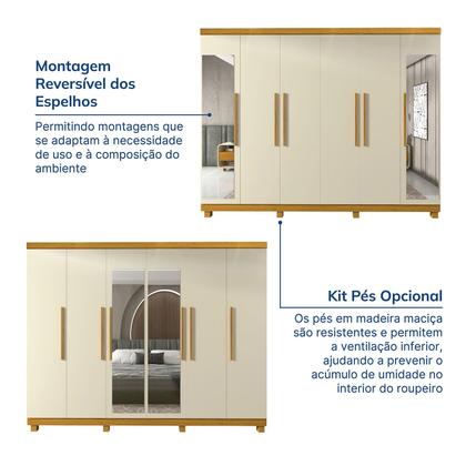 Imagem de Guarda-Roupa Casal 6 Portas Carnaúba com Espelho e com Pés CabeCasa MadeiraMadeira