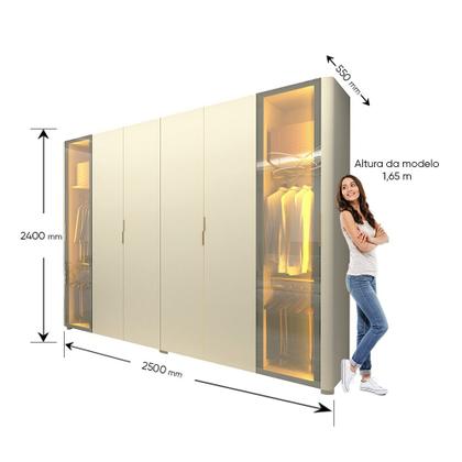 Imagem de Guarda-roupa Casal 6 Portas com 2 Portas Reflecta com Pés com Led Innova 100% MDF