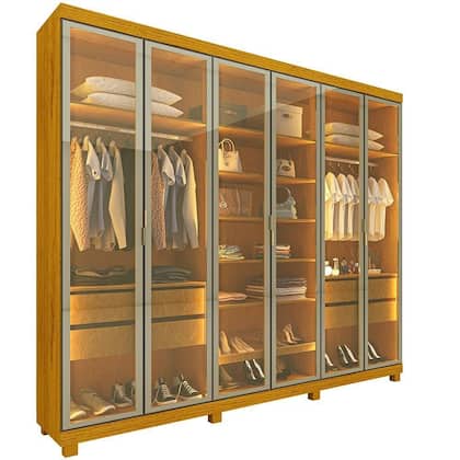 Imagem de Guarda-Roupa Casal 6 Portas com 6 Portas Reflecta com Pés com LED Imperatriz 100% MDF Yescasa Marrom/Marrome
