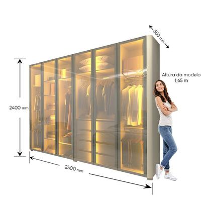 Imagem de Guarda-roupa Casal 6 Portas com 6 Portas Reflecta com Pés com Led Innova