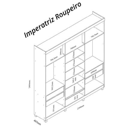 Imagem de Guarda-roupa Casal 6 Portas com Espelho com Pés Imperatriz 100% MDF