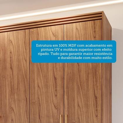 Imagem de Guarda-Roupa Casal 6 Portas com Espelho Interno Giratório 235cm 100% MDF Turim Espresso Móveis