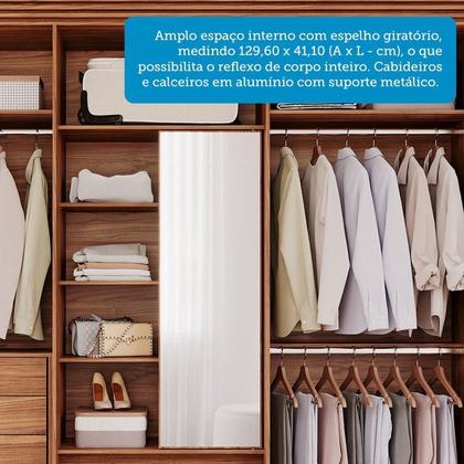 Imagem de Guarda-Roupa Casal 6 Portas com Espelho Interno Giratório 235cm 100% MDF Turim Espresso Móveis