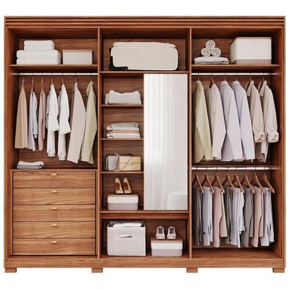 Imagem de Guarda-Roupa Casal 6 Portas com Espelho Interno Giratório 235cm 100% MDF Turim Espresso Móveis
