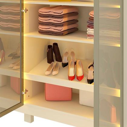 Imagem de Guarda-Roupa Casal 6 Portas com Pés com LED Imperatriz Reflecta 100% MDF Yescasa Off White