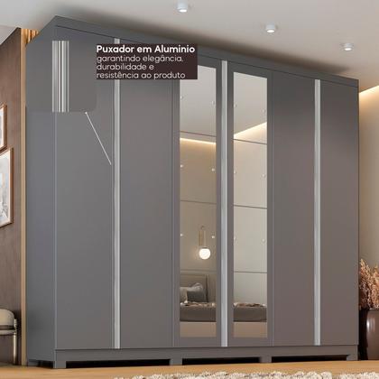 Imagem de Guarda-roupa Casal 6 Portas com Pés e Espelho Monte Carlo