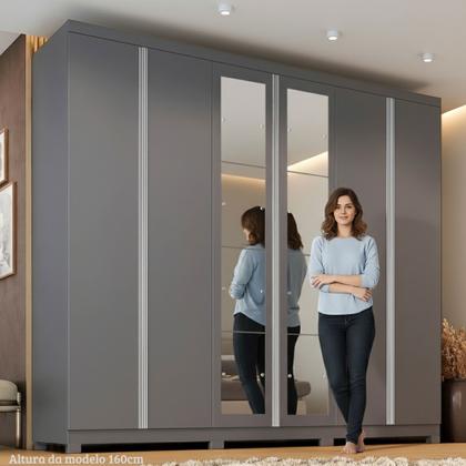 Imagem de Guarda-roupa Casal 6 Portas com Pés e Espelho Monte Carlo